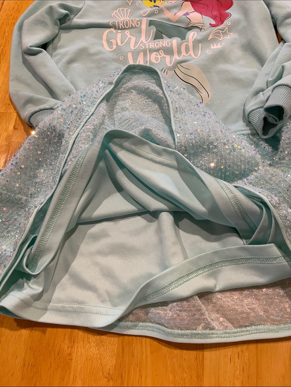 Girls Light Blue Ariel Mermaid Sparkle Dress GLOW IN DARK - Picture 4 of 6